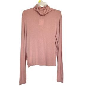 Divided H&M Womens Turtleneck Blouse Top Size Medium Pink Long Sleeve Stretch